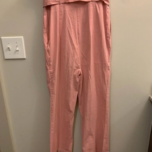 ZARA Pink Fitted Corset Cropped Flare Leg Jumpsuit with Belt - Picture 5 of 6